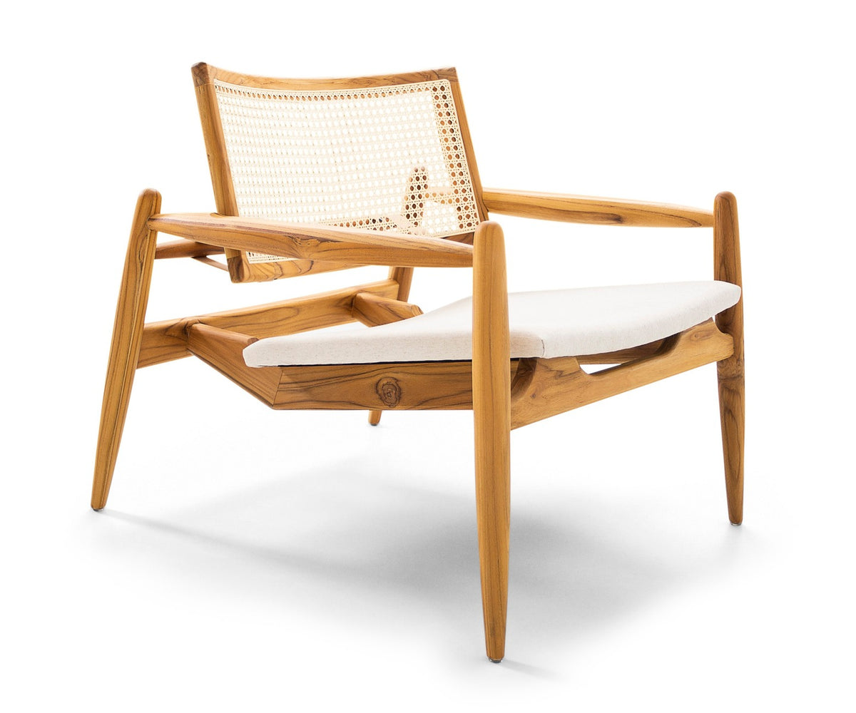 Soho Armchair in Teak and Light Beige